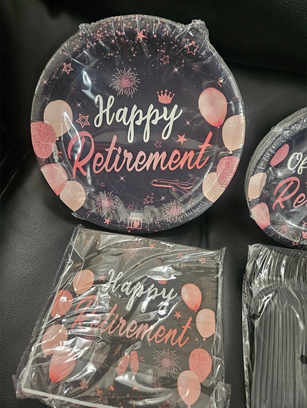 Happy Retirement Party Plates & Napkins Set - Rose Accents 96 Pcs NEW - Picture 3 of 3